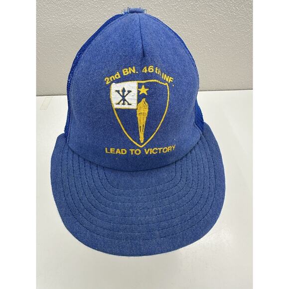 Screen Stars Best Snapback Hat 2nd BN. 46th Inf Army Adjustable Mesh Blue Cap - Picture 1 of 8